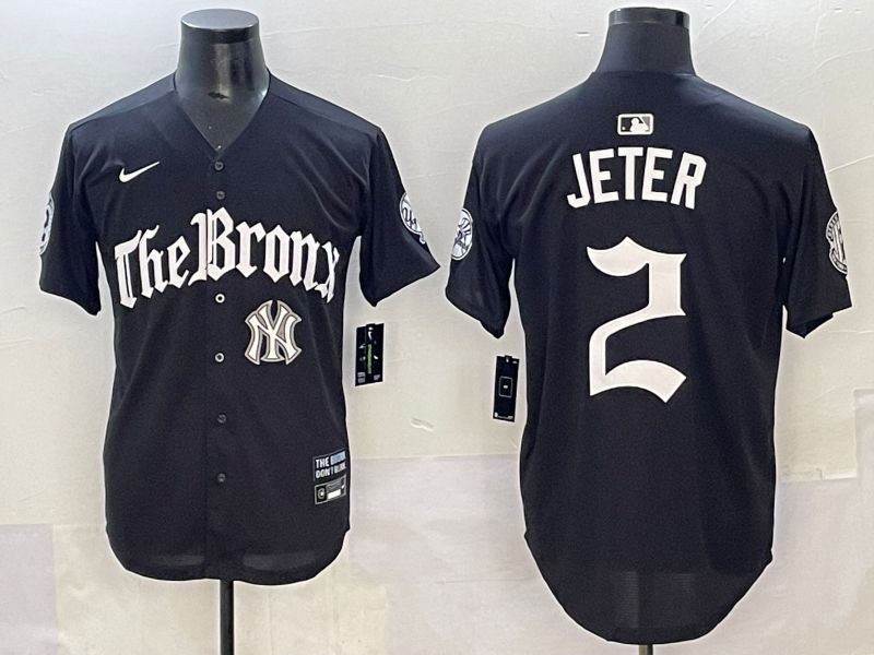 Men 2025 New York Yankees #2 Jeter Black Five generations Joint Name Nike MLB Jersey style 8->new york yankees->MLB Jersey